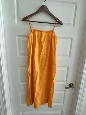 A New Day Linen Dress Yellow Orange Size XS